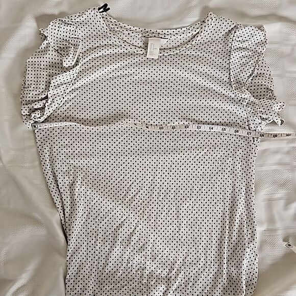 H&M Women's Bundle Of 2 Top Polka Dot Ruffles Sleeves Black/White - Picture 13 of 16